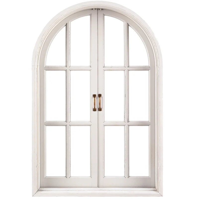 French Aluminum Casement Glass Windows With Top Round Arched Design For