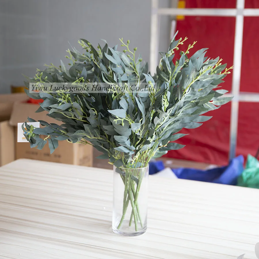 

LLV201 simulation flowers wedding home interior decoration plastic flowers wholesale 3 arms hanging rime grass