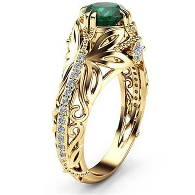 

2019 green stone gold 14k Ring