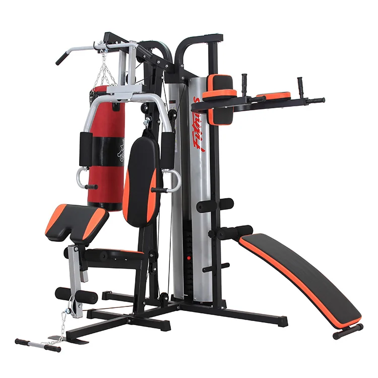 

3 Station Trainer Home Gym Equipment With Boxing Punching Bag Mutli Function Station