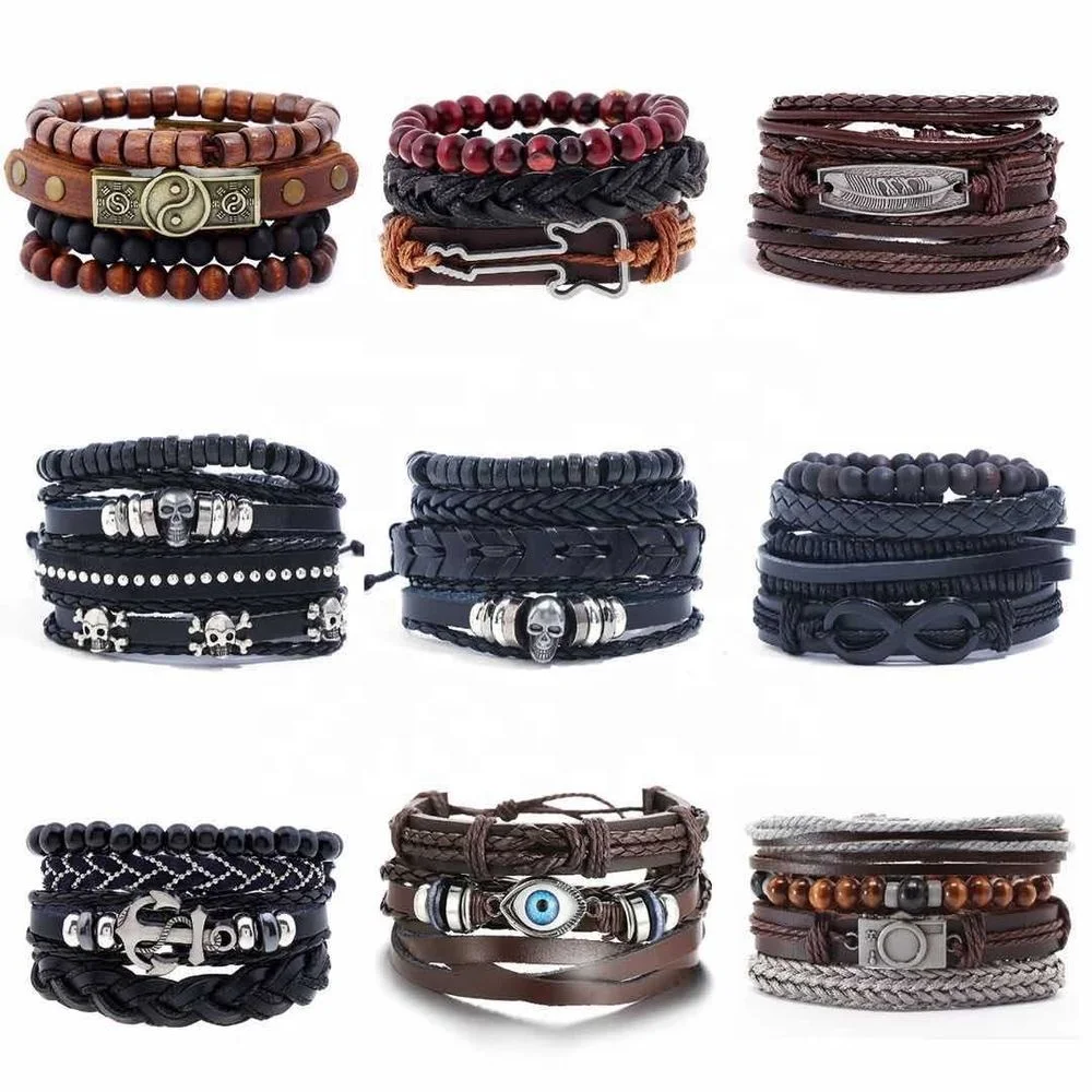 

2020 Multi Layer Hot Sell Super Sell XNSP0020 Punk Design Leather Men Bracelets