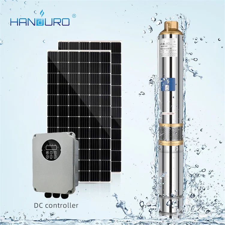 

Handuro 72V 750W 3.8m3/h 95M Hot Sales 1HP DC Submersible Water Pump Solar System