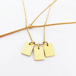 Blank Rectangle Necklace Joyas Plata Gold Stainless Steel Plain Geometric Bar Charms Sublimation Jewelry Findings Joyeria Acero