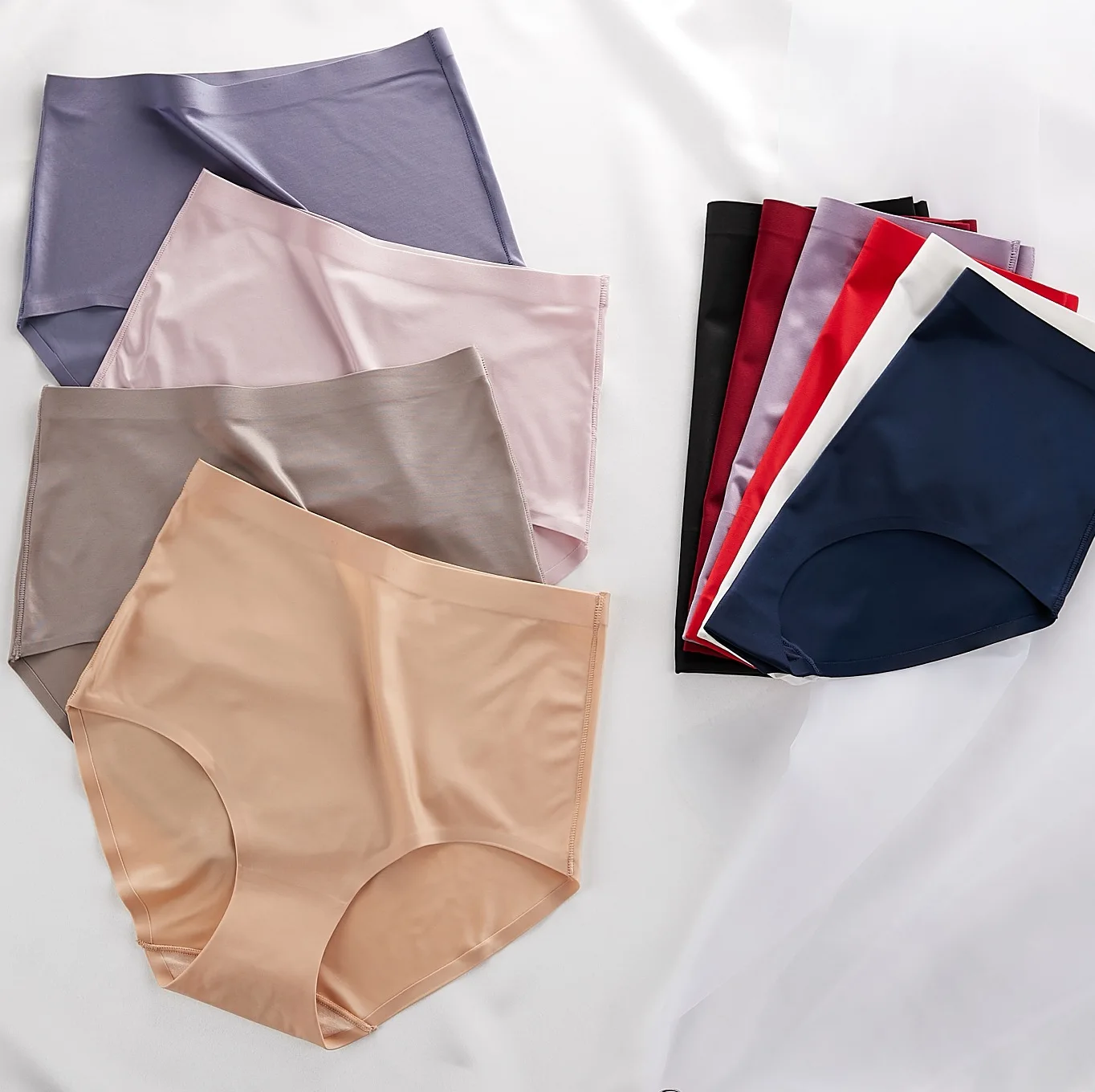 

New high-waisted ice silk Invisible briefs large size briefs panties High Waist Seamless Underwear for women