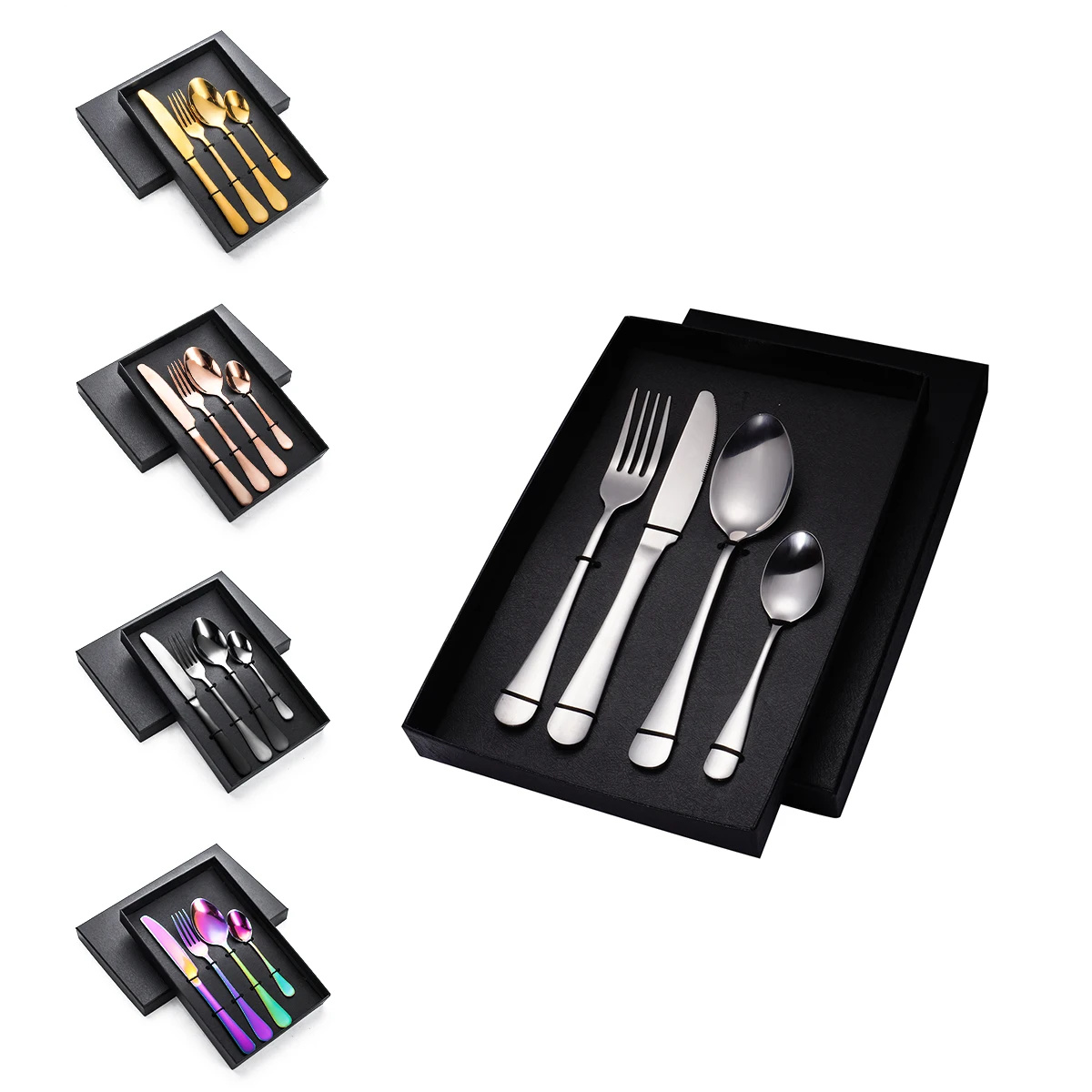 

Wholesale Silver Forks Spoons Knives Luxury Reusable Flatware Wedding Gold Plated Stainless Steel Cutlery Set With Gift Box, Sliver/gold