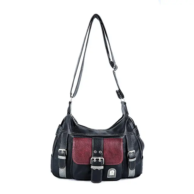 

Classic retro ladies bag simple style single Crossbody bag OEM custom PU leather bag, Black red