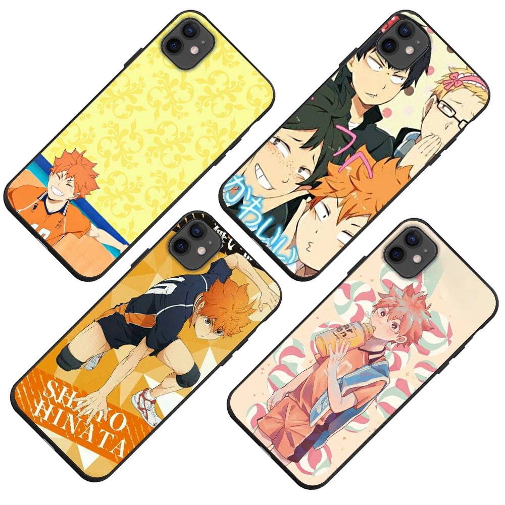 

TPU Mobile Phone Cute Cartoon Volleyball Anime Haikyuu Cell Phone Case for iPhone 12 Pro Max 12 mini SE(2020), Black