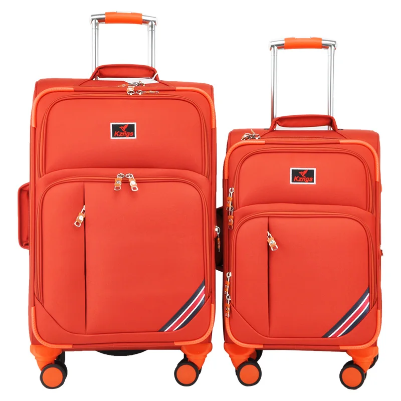 

2020 kongzhongniao 20"24" orange trolley luggage set expandable nylon travel luggage fashion suitcase carry-on luggage, Black, blue, brown, grey, red, customized