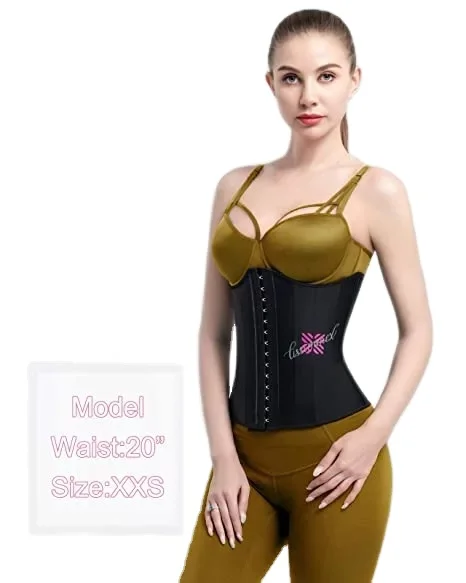 

Slimming Latex Waist Fajas 15 Steel Bone Cotton Breathable Elastic Postpartum Belly Recovery Lumber Compression Corset, Balck