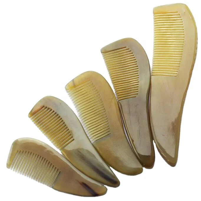 

Hot Sale high quality barber pro fine teeth no static tooth buffalo horn hair comb for women, Natural color