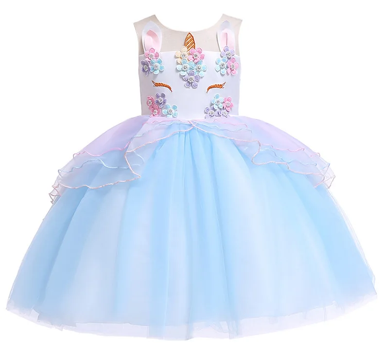 

Girls dress princess flower girl wedding dress unicorn kids dress