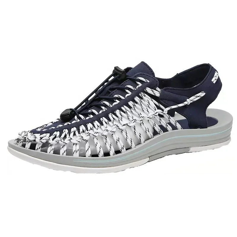 

dropship summer men sandals water sports light weight wading shoes beach casual buckle strap weaving sandals men shoes