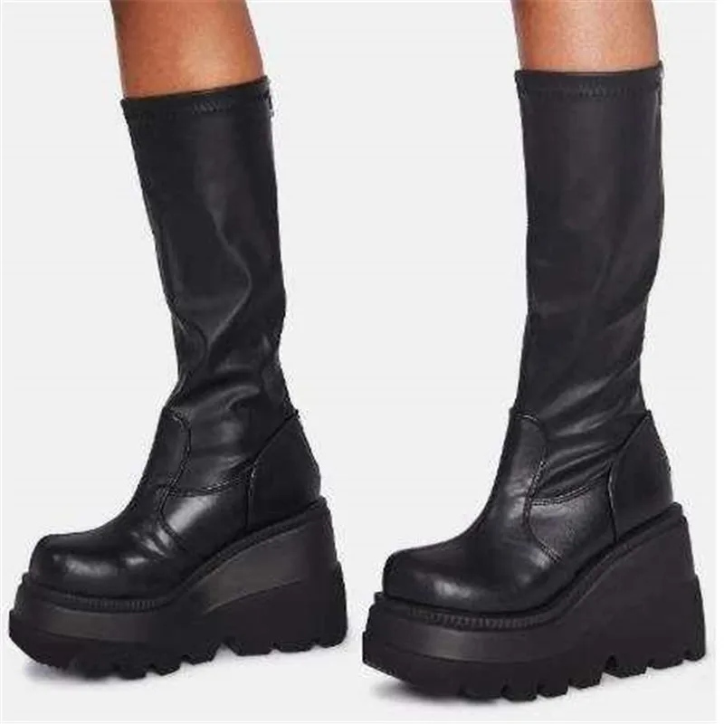 

3 Styles Wholesale Custom Fashion Platform Knee-Hight Leather Boots For Women