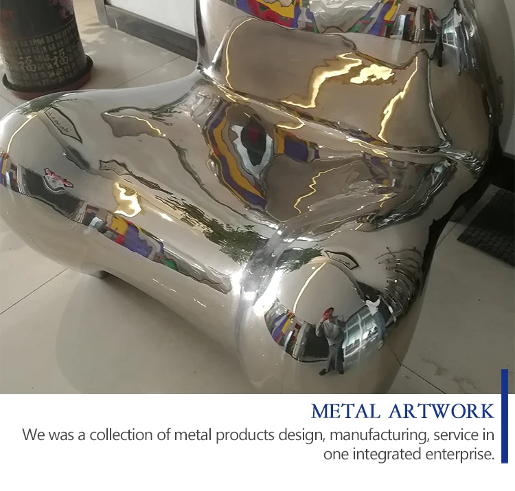 modern art chair shape statue for outdoor rest custom made mirrored finished chair shape sculpture