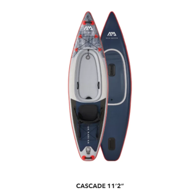 

Aqua Marine Cascade Inflatable Kayak Set Fishing Kayak Inflatable Fishing Canoe, Grey, blue
