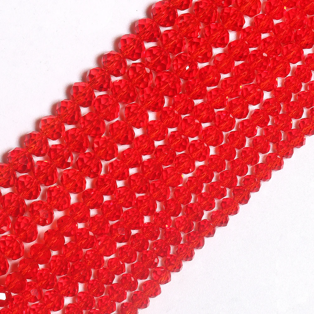 

2/3/4mm Flat Round Faceted Rondelle Red Glass Crystal Loose Spacer Beads for Jewelry Making Diy