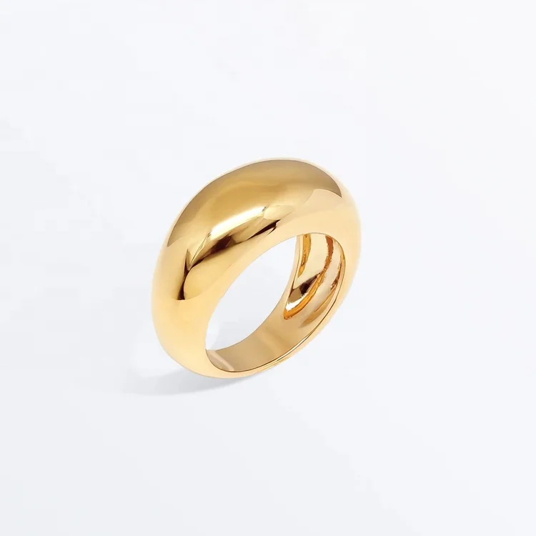 

Unique Fashion Jewelry 18K Gold Plated Stainless Steel Ring Minimalist Women Dome Ring, Gold, rose gold, steel, black etc.