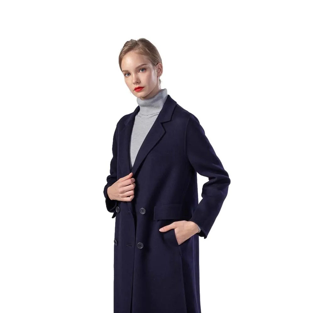 

New Autumn handmade luxury wool fleece Plus Size Jacket Wool Coat custom wool jackets women, Navy