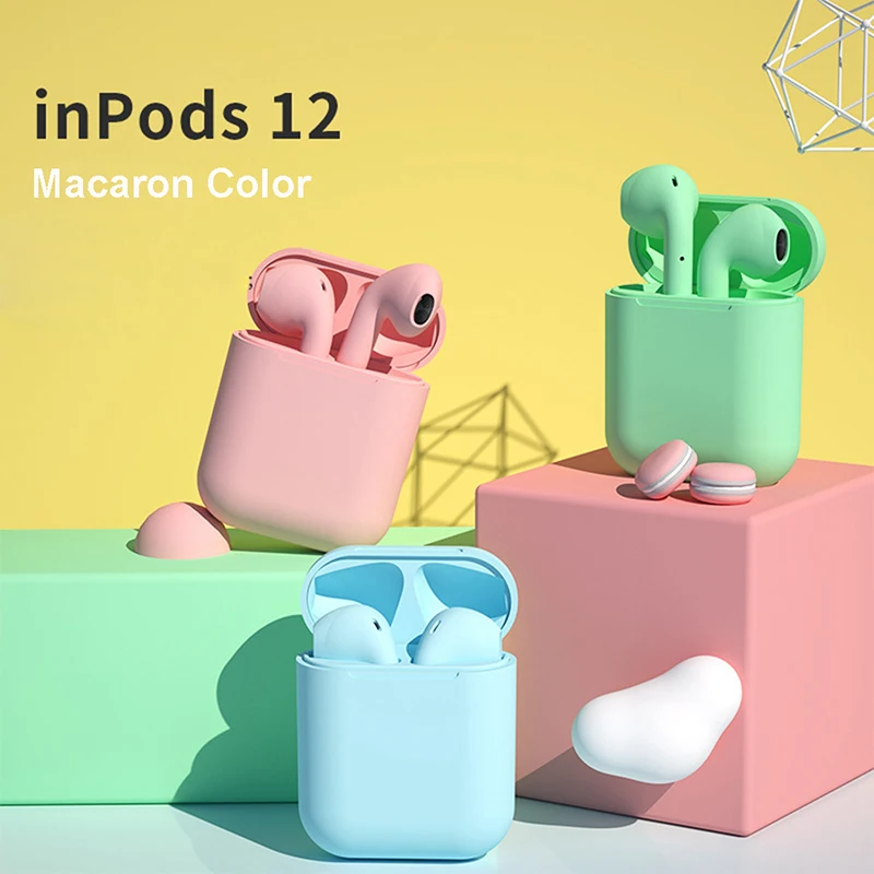 

Macaron Inpods 12 Blue Tooth Earphone Earbud Touch with Charging Case Inpods12 Wireless