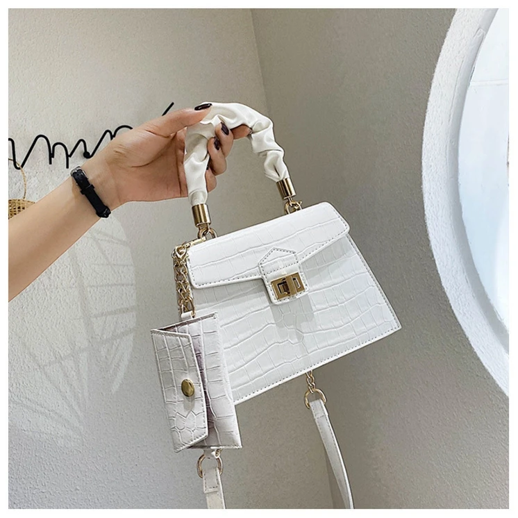 

XP1279 Summer two-piece small square bag female 2020 new crocodile pattern fashion chain messenger handbag