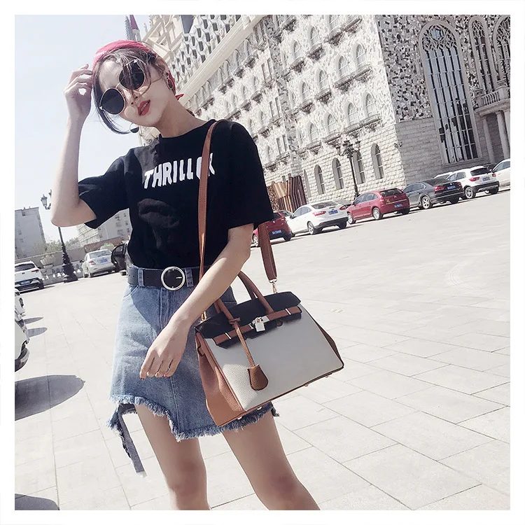 

Fashion Bags Women Handbags Ladies Purses And Handbags Label Leather Tote Bag Custom Purse, Black/white