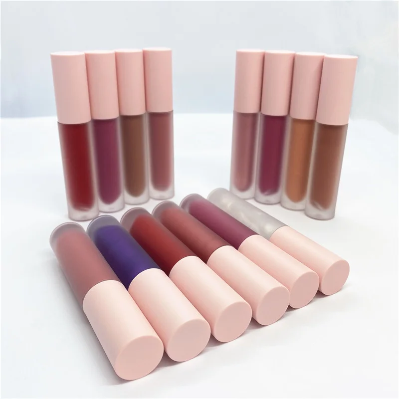 

high quality frosted tube coloring premade glitter clear matte lip gloss wholsale