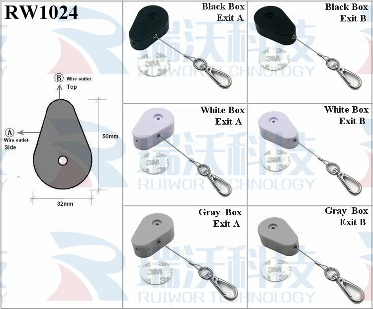 Ruiwor Rw1024 Dropshaped Anti Theft Extension Cable Cord Reel Plus Key