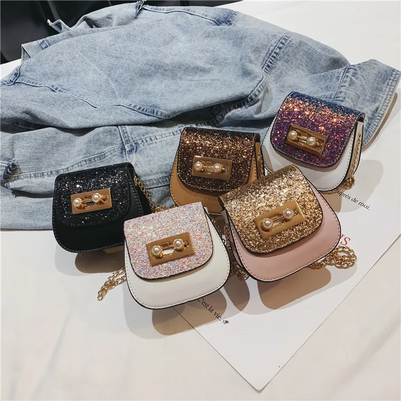

Hot sale children's sequin shoulder bag baby girls messenger bags kids fashion princess crossbody coin purse bag, Picture