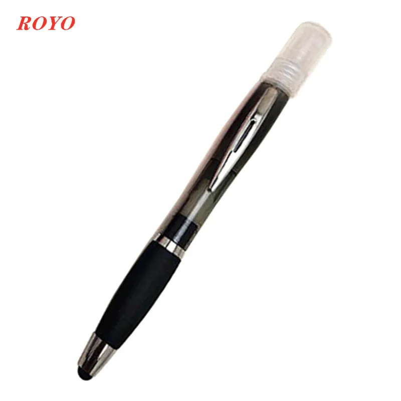 

Promotional Spray Disinfection Ballpoint Pen Perfume Spray Mosquito Repellent Pen Plastic Pens 3 in 1 touch screen