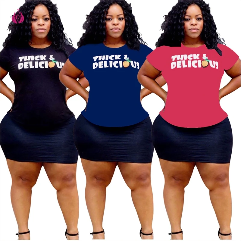 

K2134 Wholesale Fashion Short Sleeve Round Neck Solid Color Letter Printed Woman Plus Size T Shirt