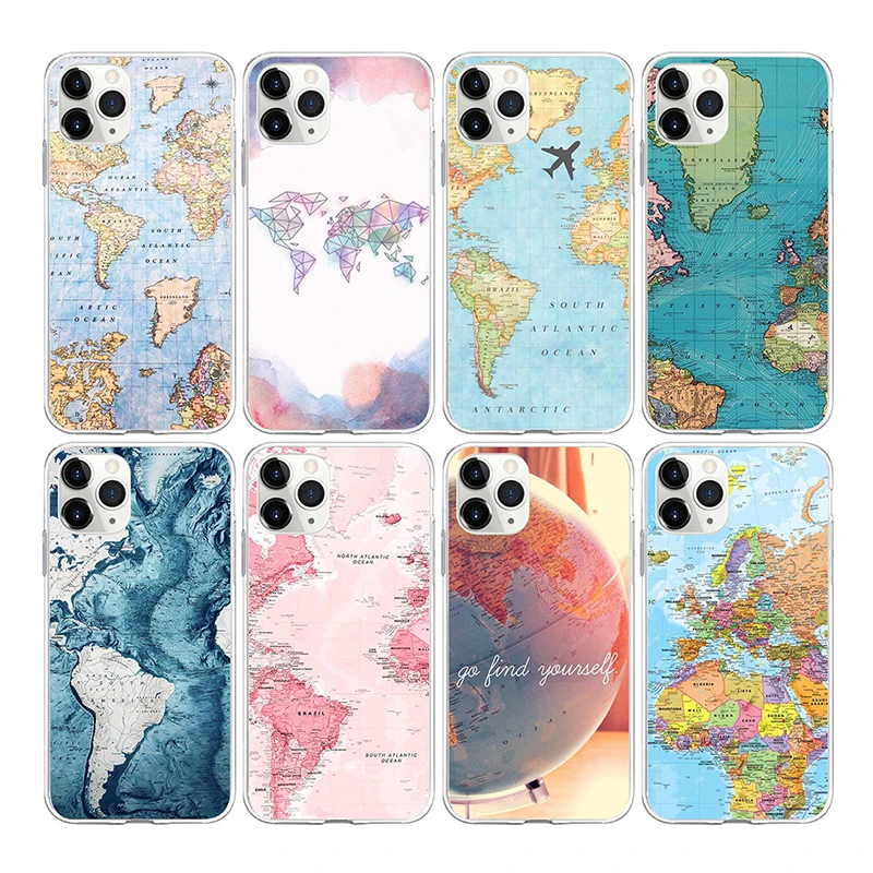 

New Design World Map Pattern Flexible TPU Mobile Accessories Phone Cases for iPhone 11 Pro X XR XS, Multi