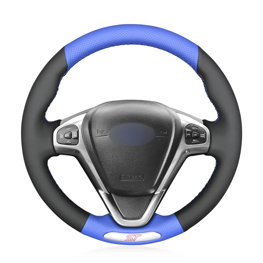 

Custom Hand Sewing PU Leather Steering Wheel Cover for Ford Fiesta ST 2013 2014 2015 2016 2017 2018