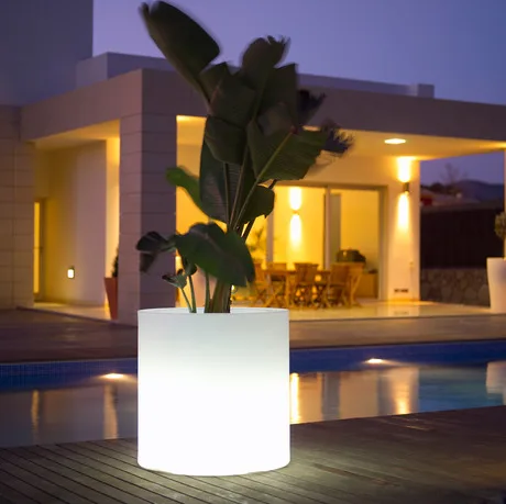 

Illuminated lighted led solar light up flower plastic garden pots planters