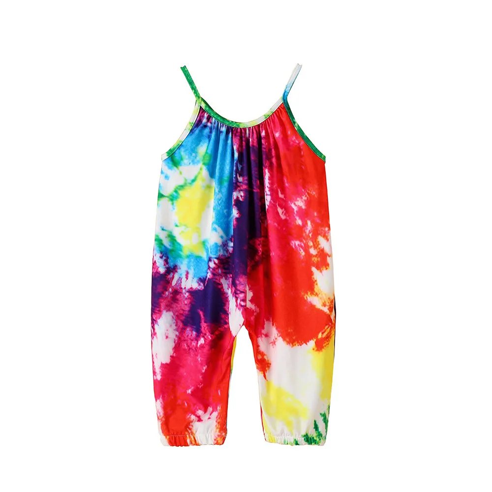 

2021 Toddler Little Girls One-Pieces Floral Romper Baby Jumpsuit Pants Overalls, Tie-dye colors