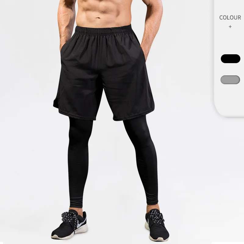 

Dropshipping High Quality No Moq Custom Men's Sportswear Gym Sports Active Wear Tracksuit Fitness Vintage 2 in 1 Leggings Pants