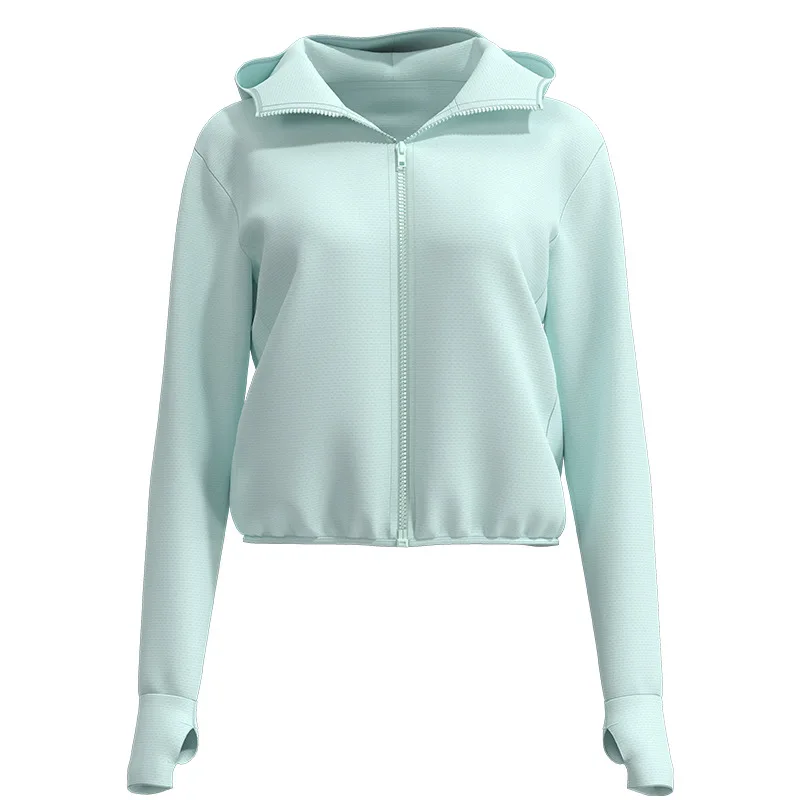 

UPF 40+ Outdoor hoodie jacket long sleeve sun protection clothing for girls full zip sun protection jacket with pocket
