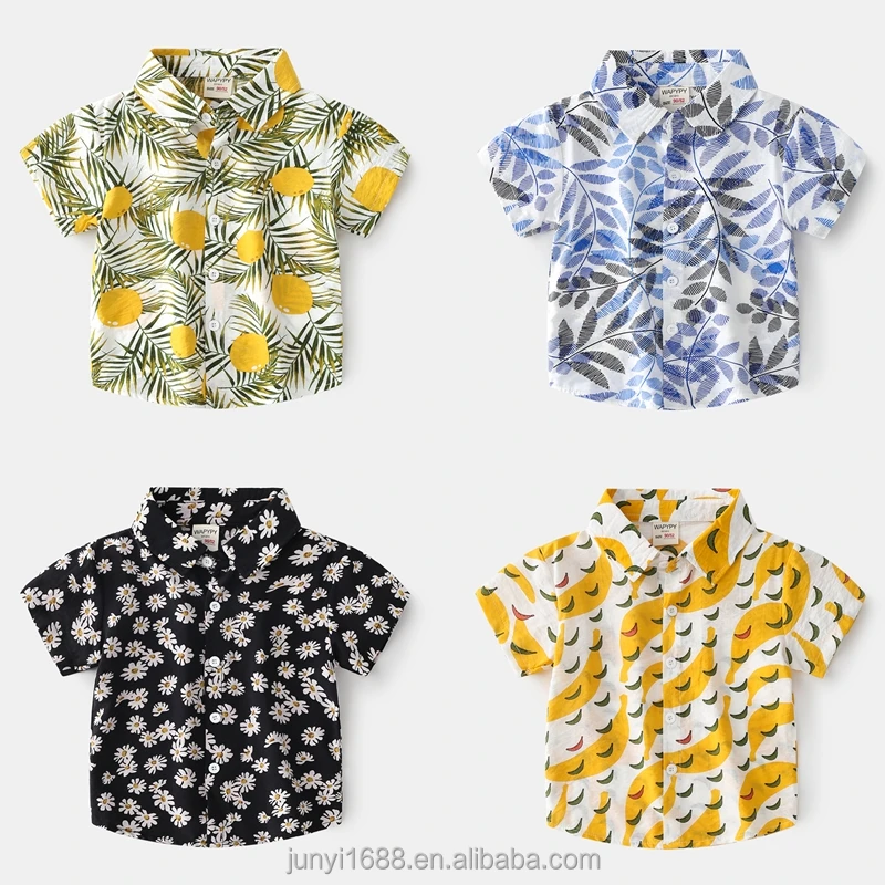 

Children's short sleeve Shirt 2022 Summer children's wear Boy's shirt Baby Vacation casual lapel