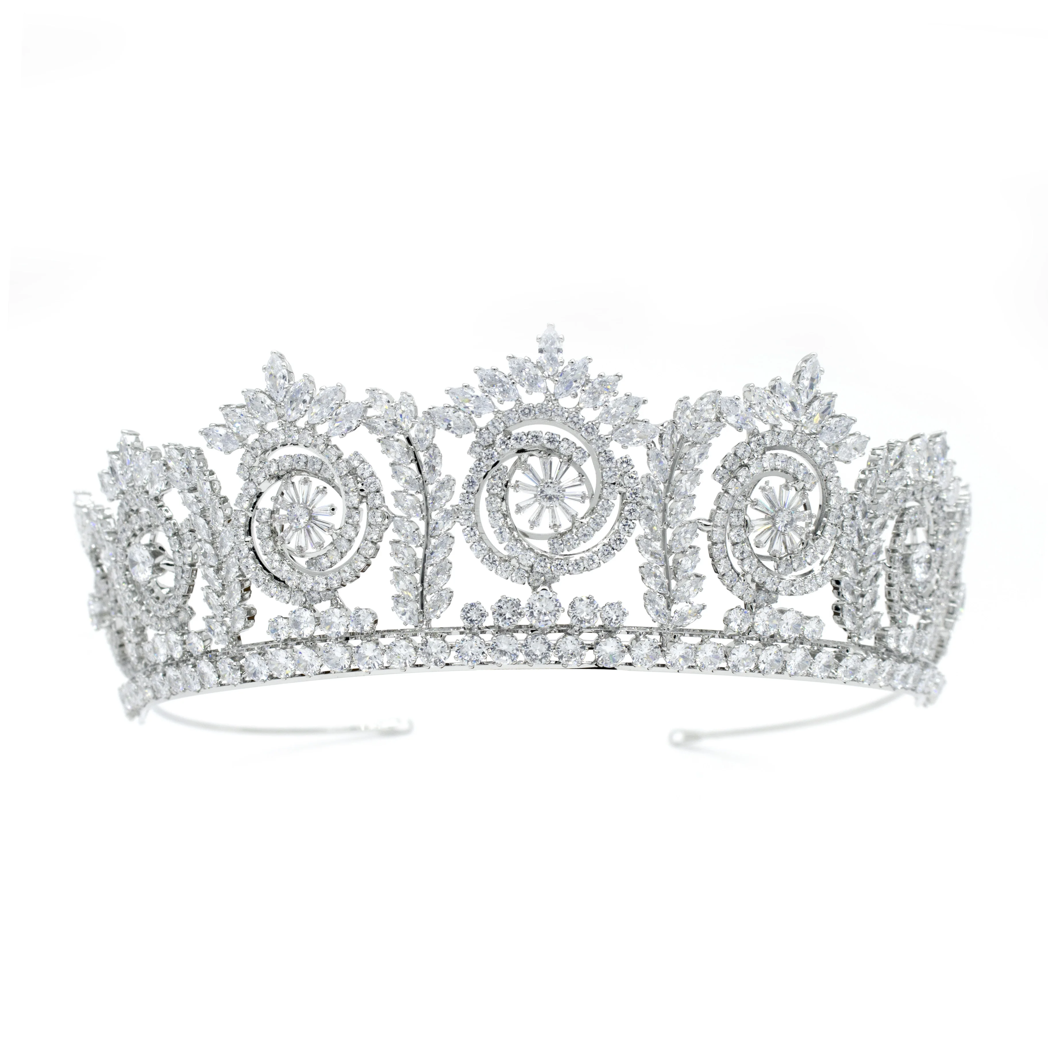

Popular Elegant Zirconia CZ Crystal Bling Shiny Royal Pageant Crown bride Wedding Headpiece Tiara, Sliver/gold
