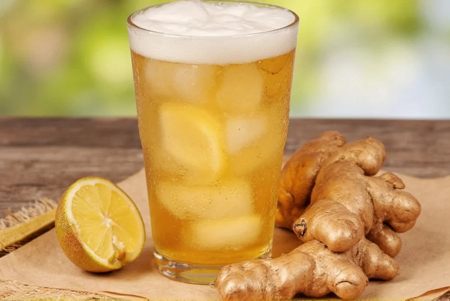 Comparison of traditional ginger ale ingredients versus modern commercial ginger ale showing ginger root content differences