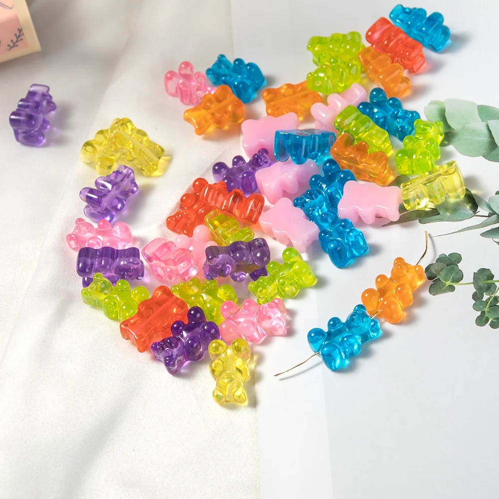 

New Candy Color Gummy Bear Jelly Color Small Bear Charm Beads Necklace Bracelets Connector Accessories Beads For DIY Jewelry, Picture