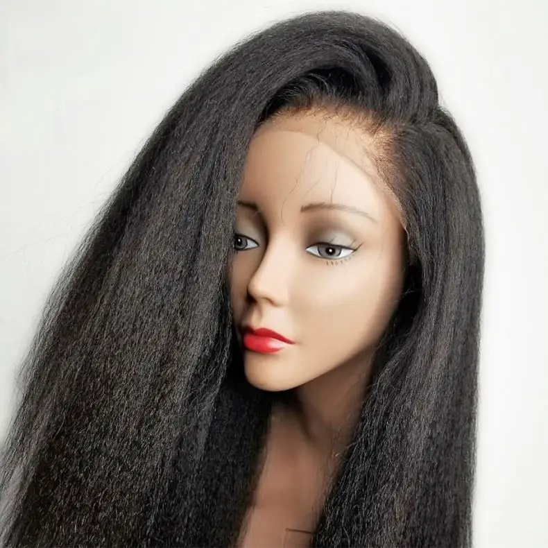 

Kinky Straight Remy Peruvian 13x4 Lace Front Human Hair Wigs For Women Natural Black Pre Plucked Lace Front Wig