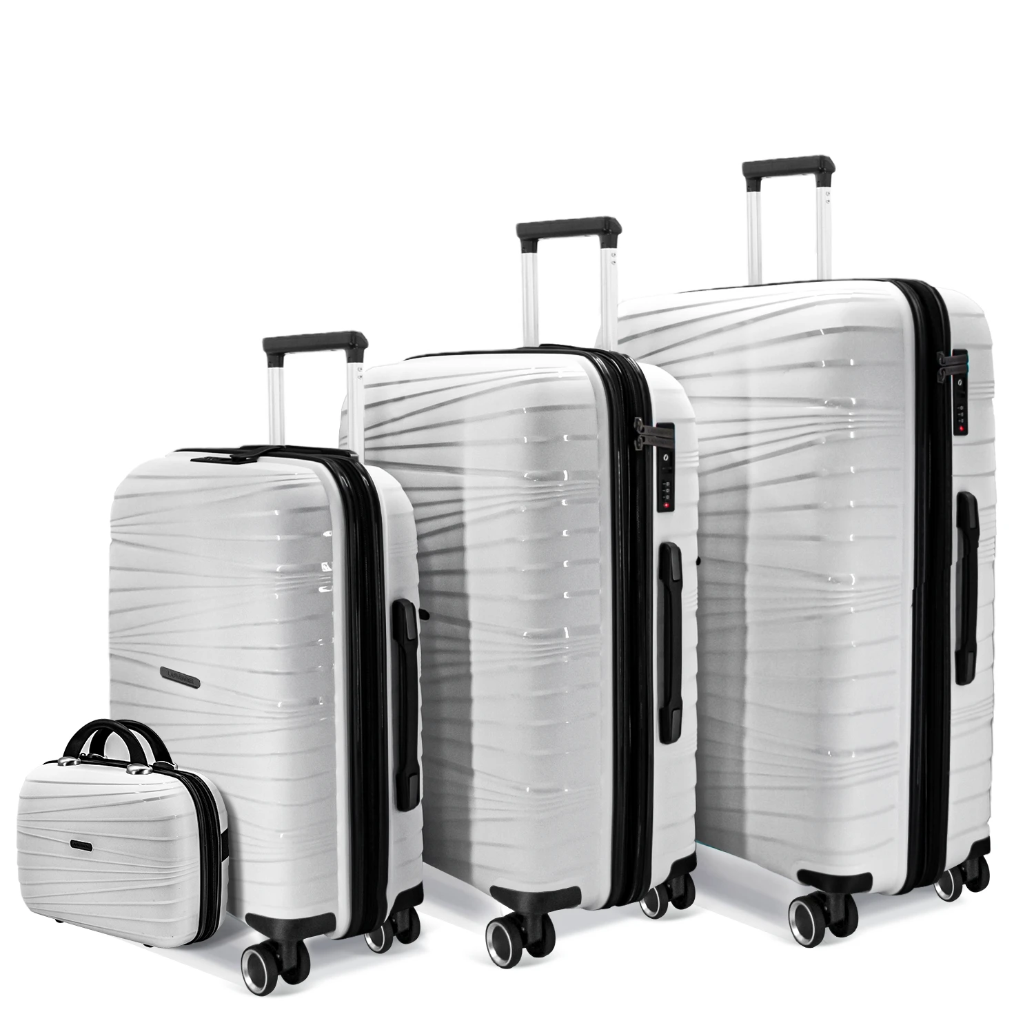 

Stock luggage sets expandable 4 piece sets PP spinner suitcase Built-in TSA LOCK14" 20"24"28" inch, Red or customized color