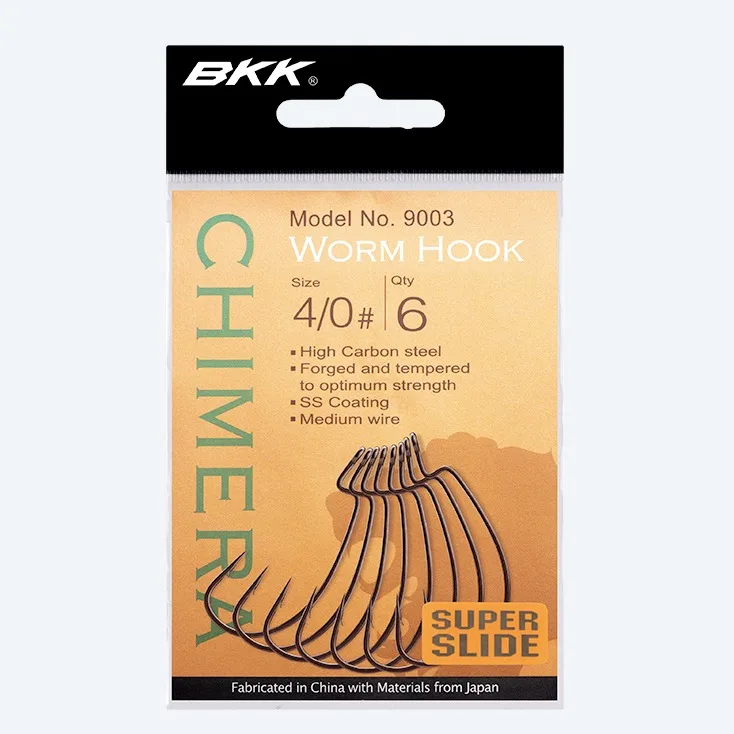

The BKK Chimera Single Fishing Hook 9003 Worm Hook, Black