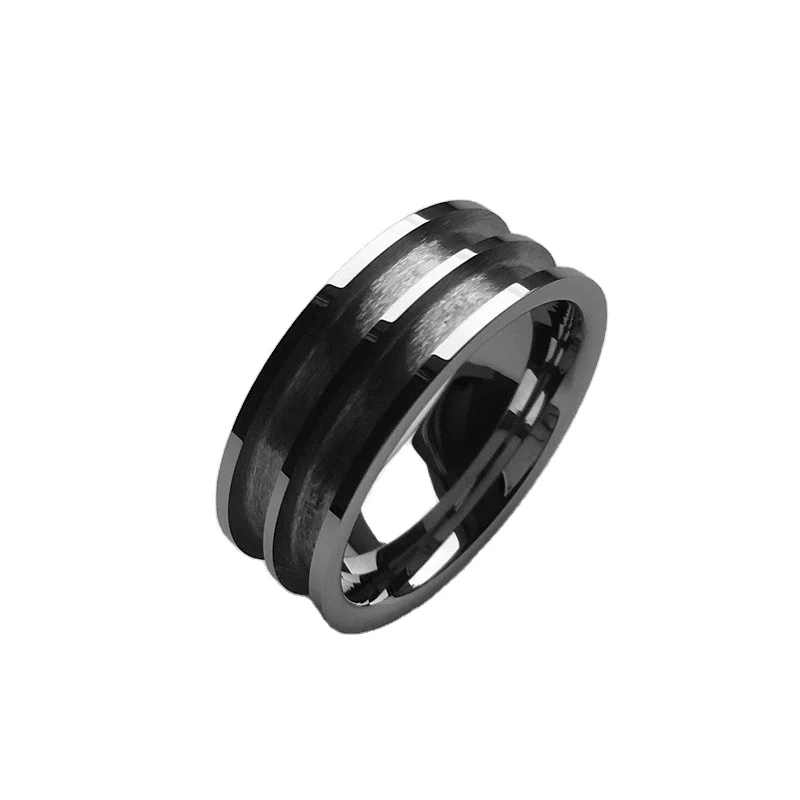 

8mm Domed 2.5mm Double Channel Grooved Tungsten Ring Blank for Inlay