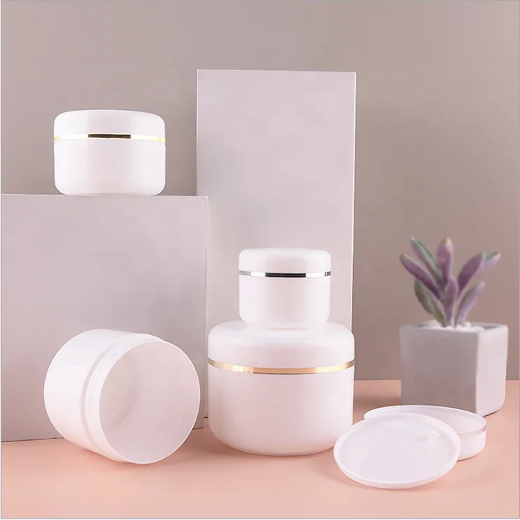 

Hot sale cream Jars plastic pet jar with silver lining eyecream container skin care body cream jar packaging with lid