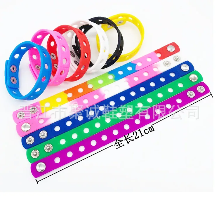 

soft pvc colorful silicone kid and adult bracelets wristbands for Shoe Croc Buckle Accessories Shoe charms 21CM