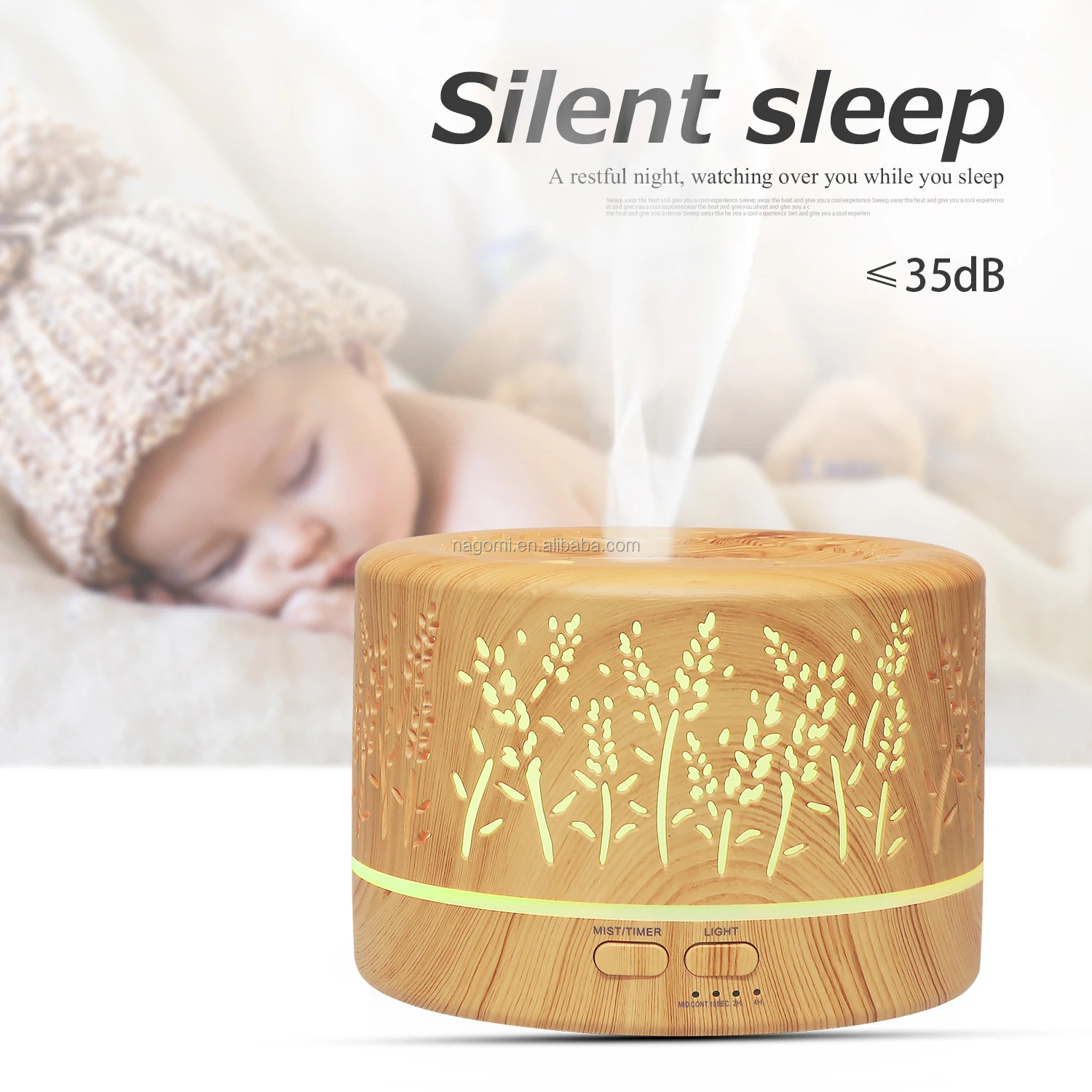 Hot Sale Gift 700ml Remote Control Wheat Ear Pattern Bamboo Art Hollow Ultrasonic humidifier aroma diffuser Led Light