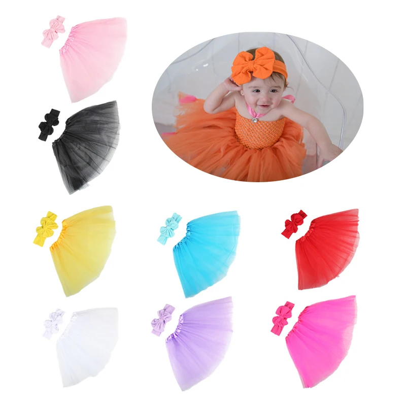 

Newborn infant tutu skirt hair band photography prop outfit girls princess skirts bowknot headband set baby girl photo props