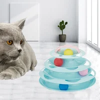 

2020 Funny 4 Layers Interactive Turntable Circle Track Plastic Disk Moving Balls Kitten Cats Pet Toys
