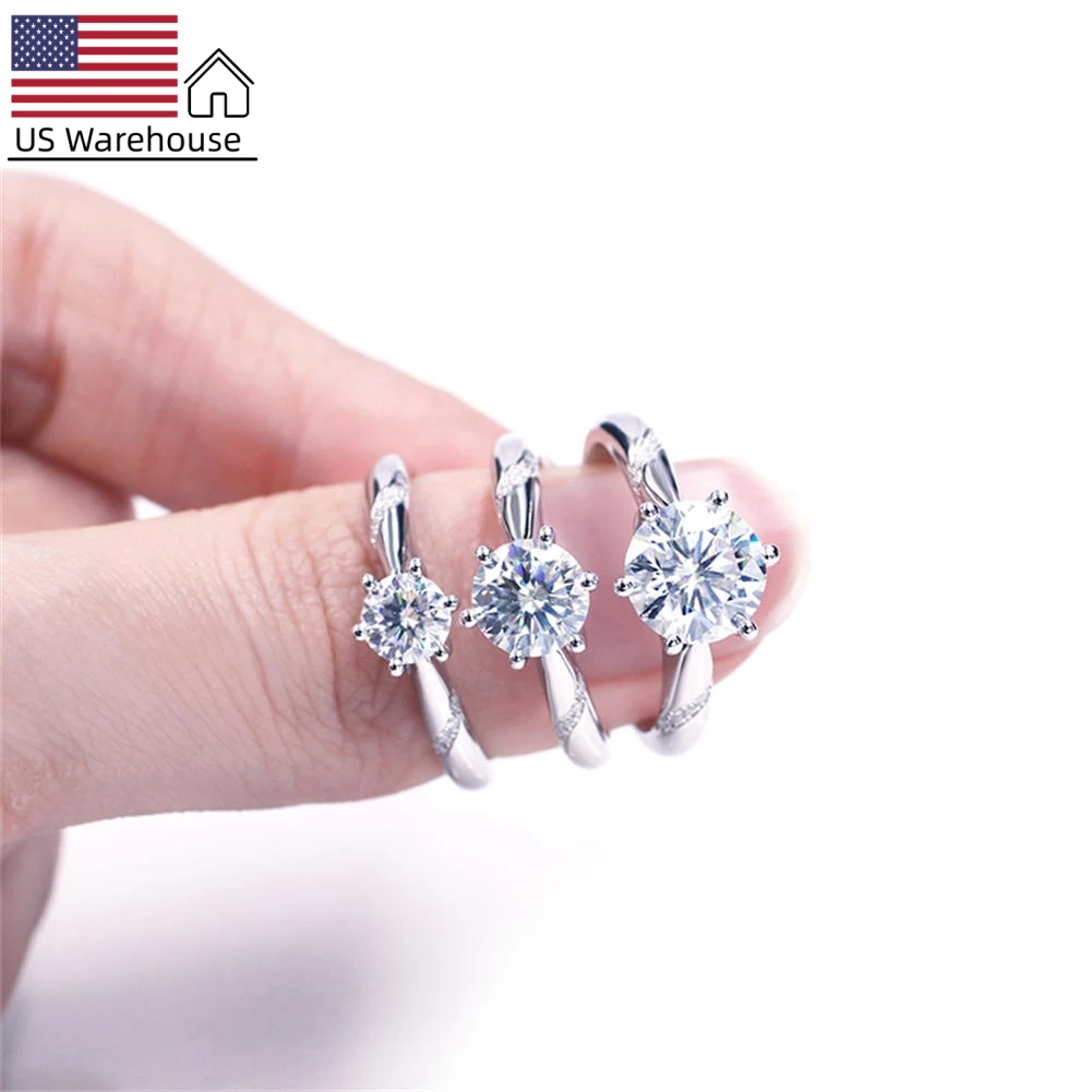 

USAStock Freeshipping 1ct 925 silver 18k gold plated fashion jewelry women VVS Moissanite Rings